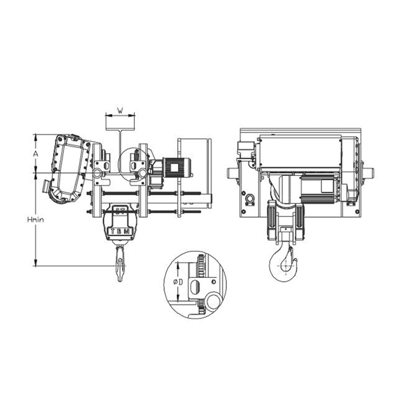 SHA8 Elektrisk wirehejs med lav frihøjde